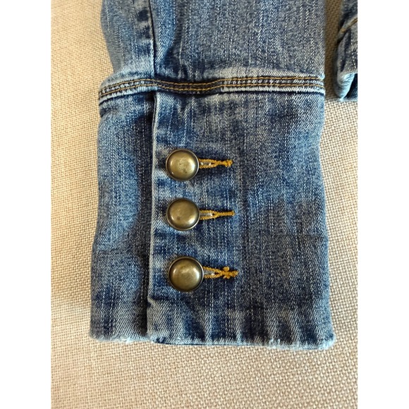 Michael Kors Womens Military Denim Jacket Blue Medium Wash Button Up Coat Size M - Picture 16 of 16